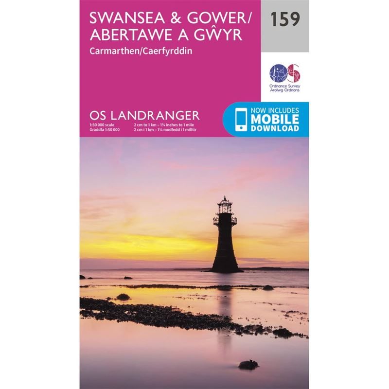 OS Landranger 159 Paper - Swansea & Gower