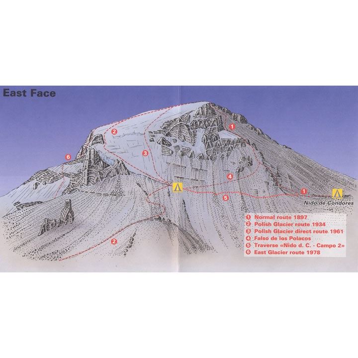 Climbing Map - Cerro Aconcagu detail