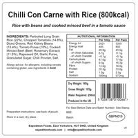 Expedition Foods Chilli con Carne with Rice (Dairy Free, Gluten Free, 800kcal)						