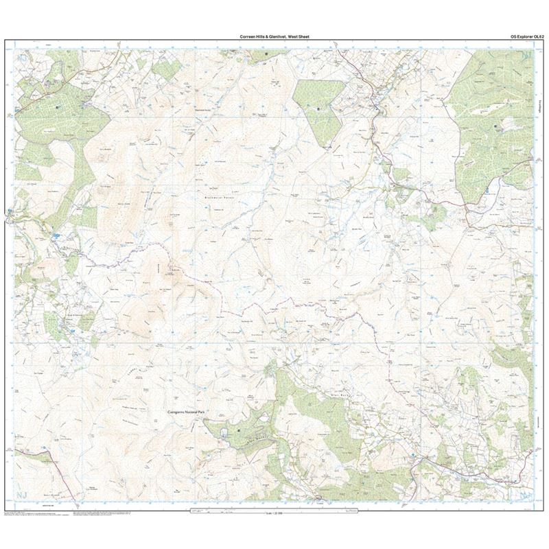 OS OL/Explorer 62 Paper - Correen Hills & Glenlivet west sheet