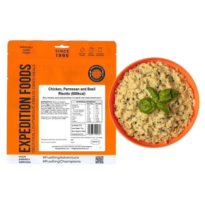 Expedition Foods Chicken, Parmesan and Basil Risotto (Gluten Free, Halal, 800kcal) 																