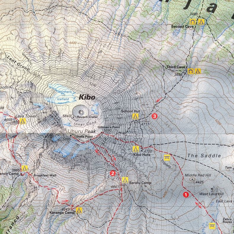 Climbing Map - Kilimanjaro detail