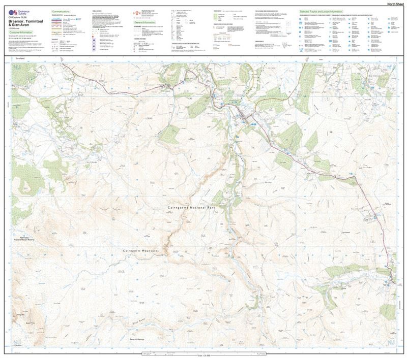 OS OL/Explorer 58 Paper - Braemar, Tomintoul & Glen Avon north sheet