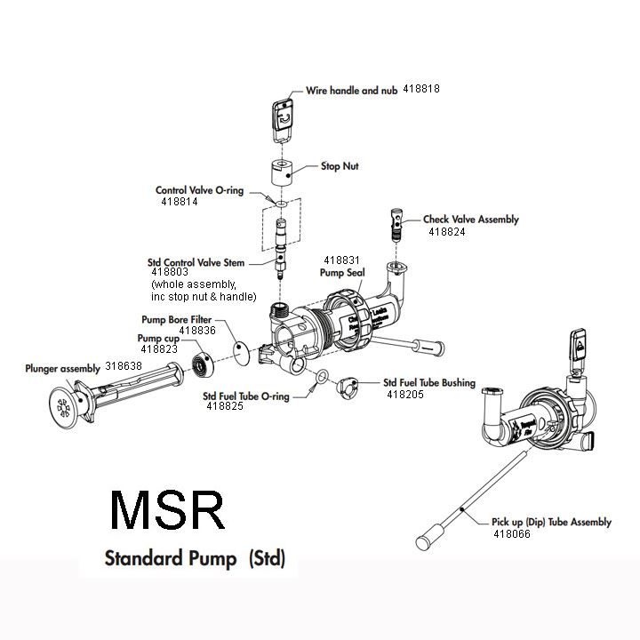 MSR Duraseal Standard Fuel Pump diagram