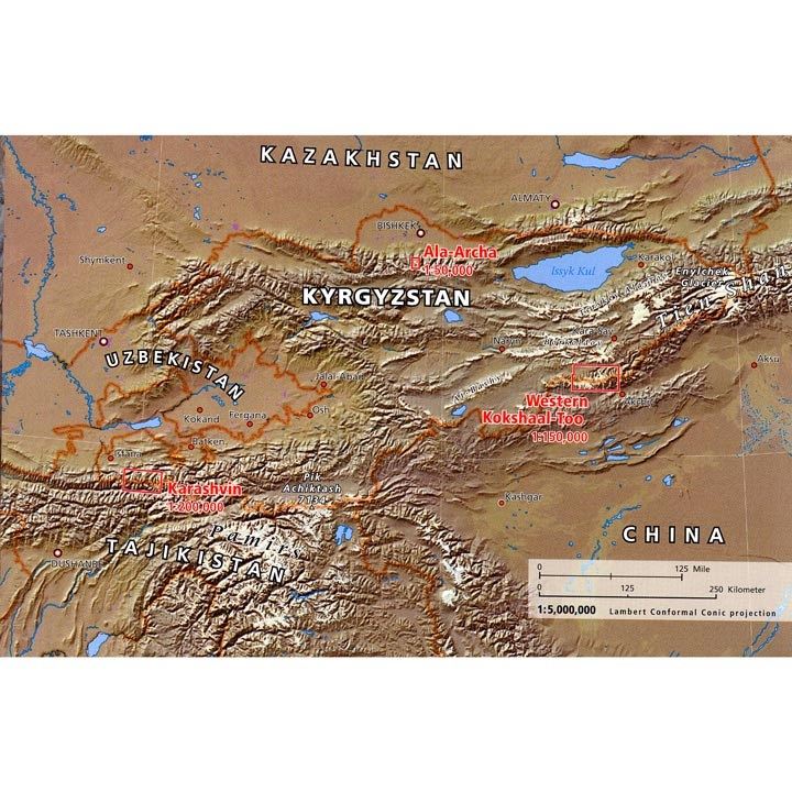Kyrgyzstan - A Climber's Map and Guide detail