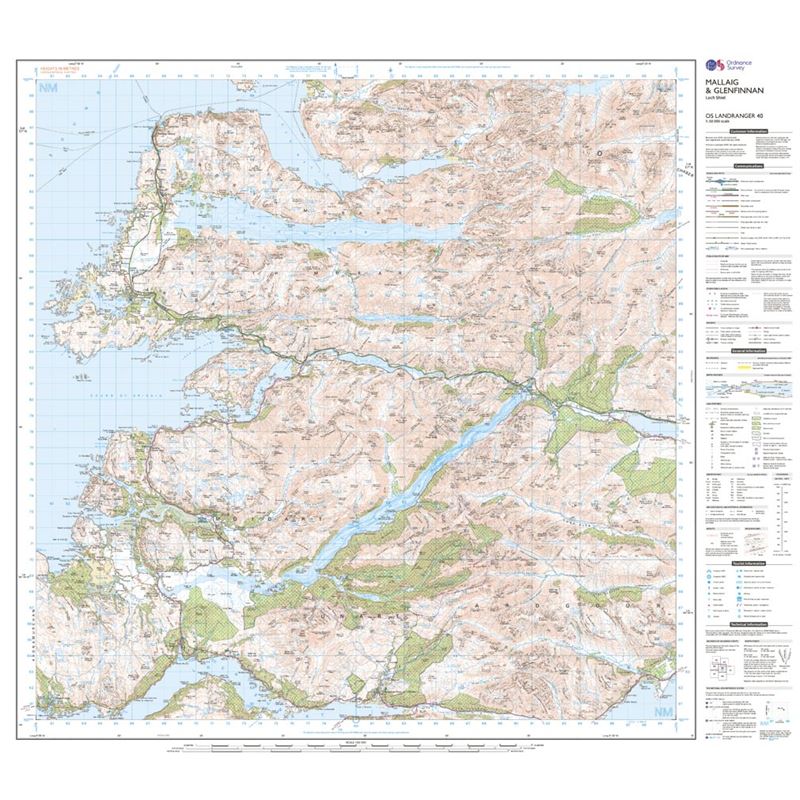 OS Landranger 40 Paper - Mallaig & Glenfinnan sheet