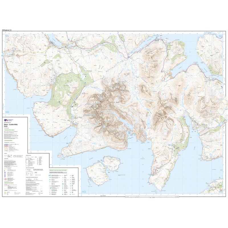 OS Explorer 411 Paper - Skye - Cuillin Hills sheet
