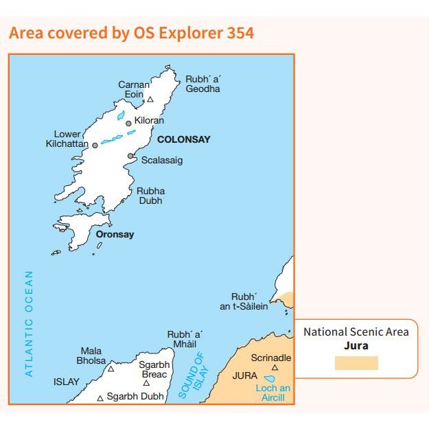OS Explorer 354 Paper - Colonsay & Oransay coverage