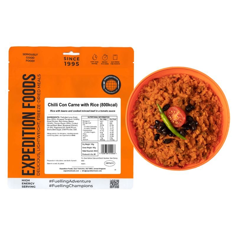 Expedition Foods Chilli con Carne with Rice (Dairy Free, Gluten Free, 800kcal)						