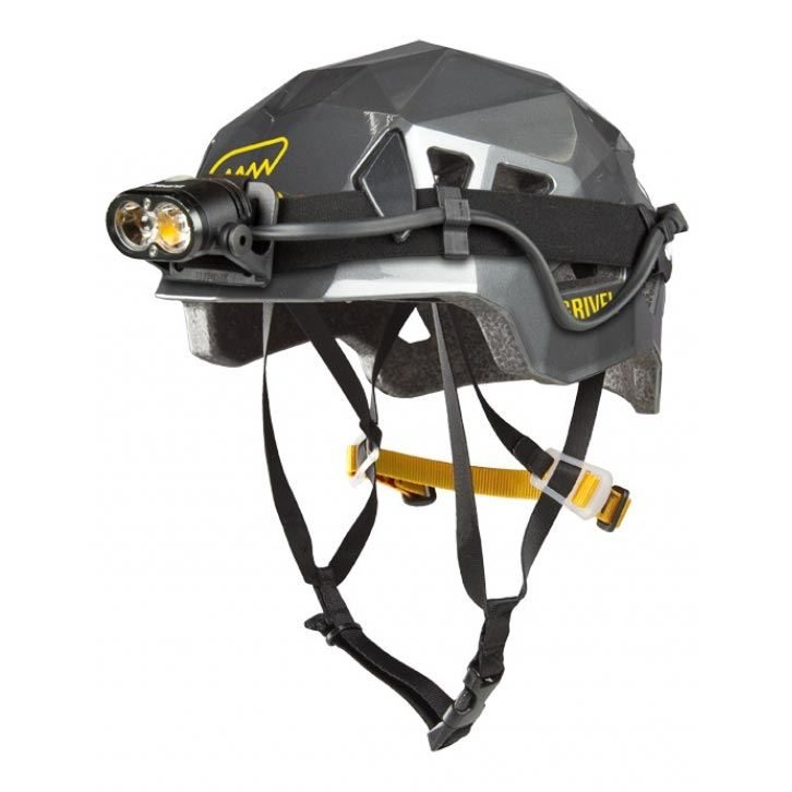 Grivel Stealth Helmet Titanium showing headtorch fitting