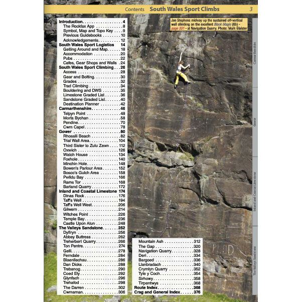 South Wales Sport Climbs contents