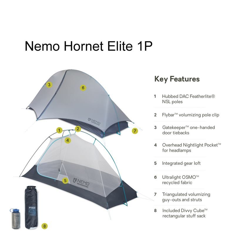 Nemo Hornet Elite OSMO Ultralight Backpacking 1 Person Tent