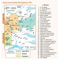 OS Explorer 414 Paper Glen Shiel & Kintail Forest 1:25,000 coverage