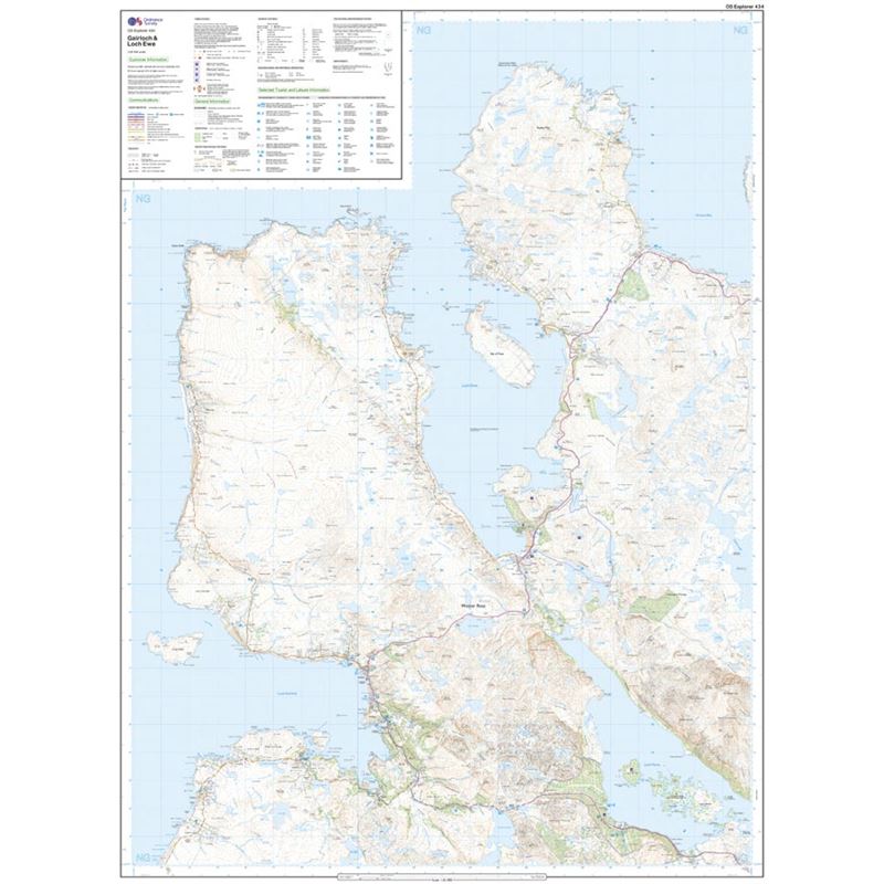 OS Explorer 434 Paper Gairloch & Loch Ewe 1:25,000 sheet