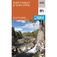 OS Explorer 440 Paper - Glen Cassley & Glen Oykel 1:25,000