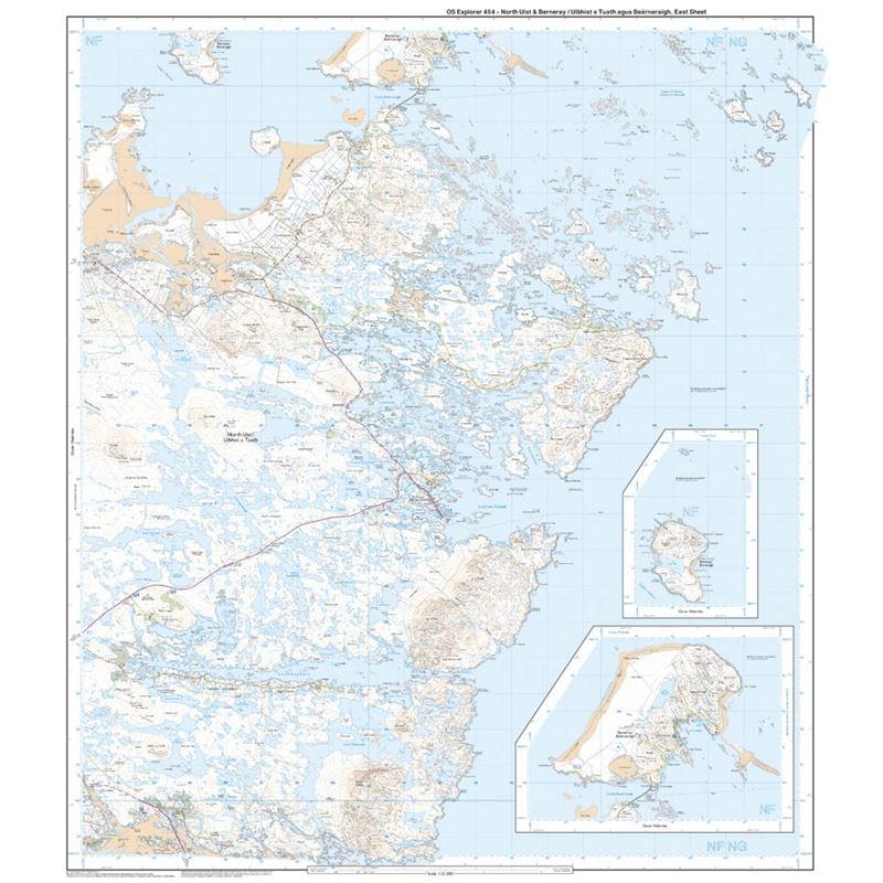 OS Explorer 454 Paper - North Uist & Berneray east sheet