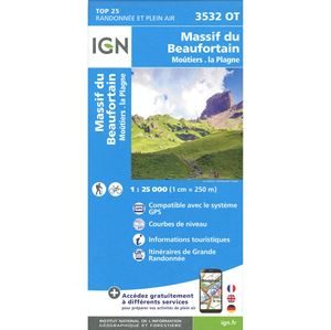 IGN 3532 OT - Massif du Beaufortain, Moûtiers, La Plagne