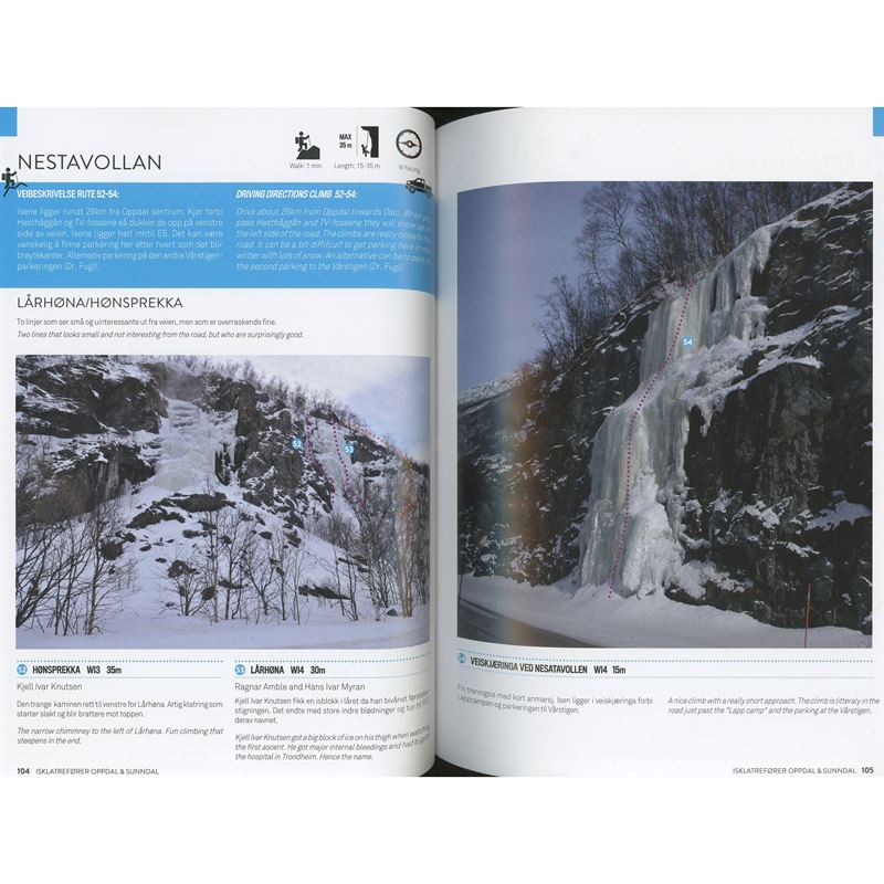 Oppdal and Sunndal Ice Climbing Guide pages