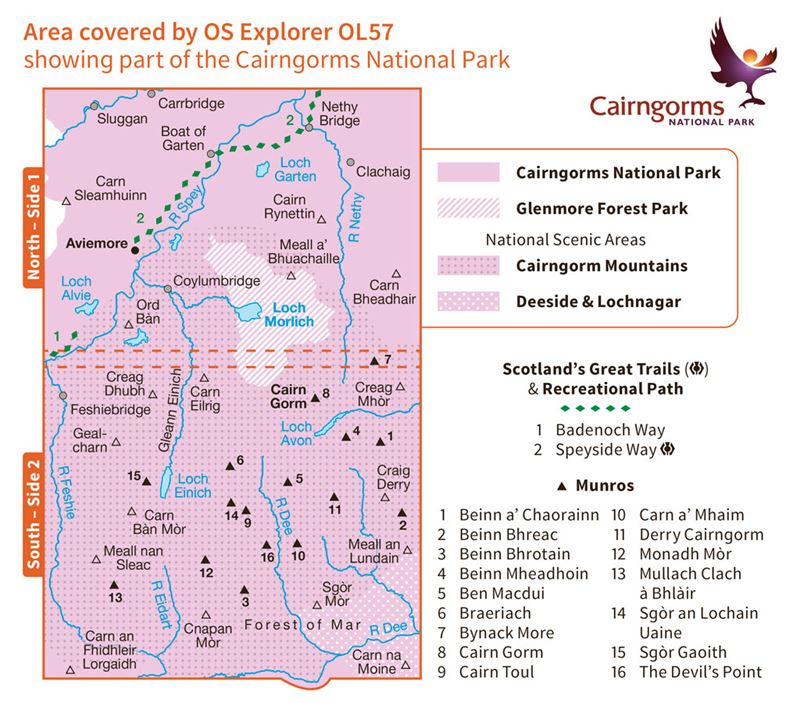 OS OL/Explorer 57 Paper - Cairn Gorm & Aviemore coverage