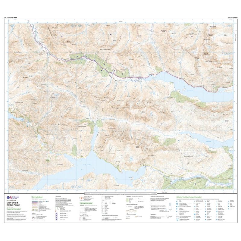 OS Explorer 414 Paper Glen Shiel & Kintail Forest 1:25,000 south sheet