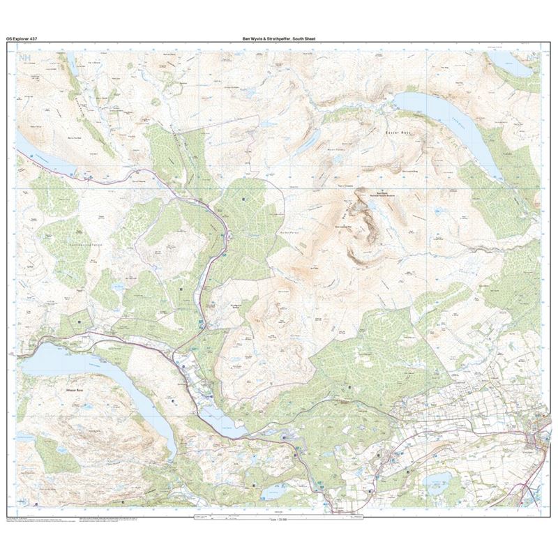 OS Explorer 437 Paper - Ben Wyvis & Strathpeffer 1:25,000 south sheet