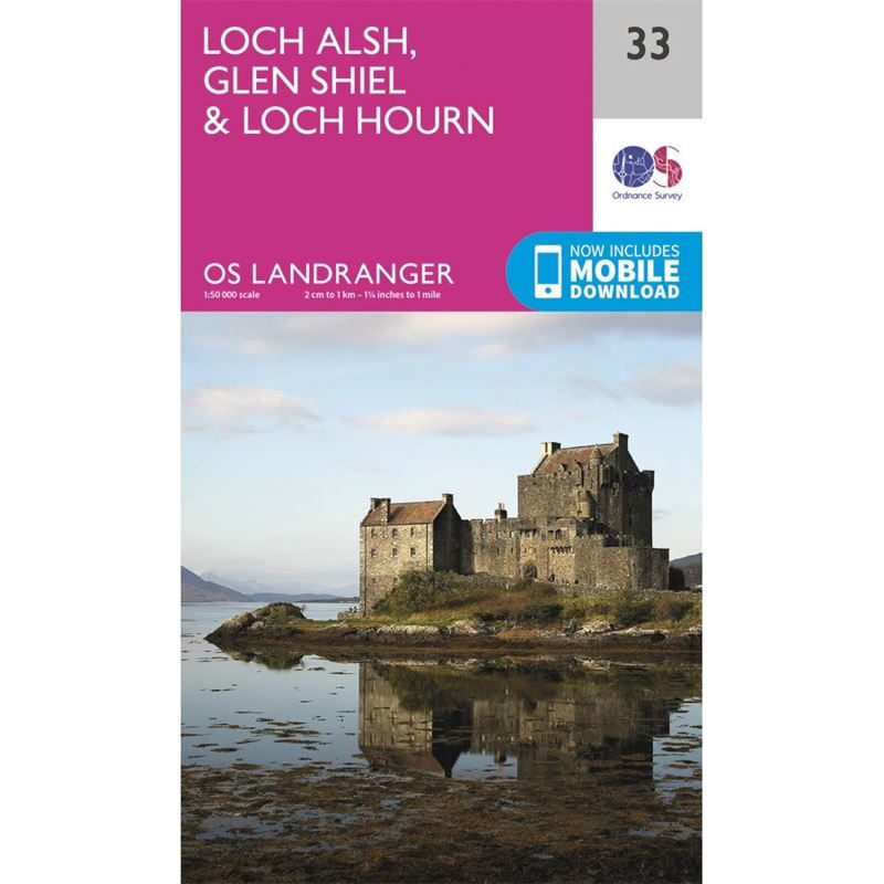 OS Landranger 33 Paper - Loch Alsh, Glen Shiel & Loch Hourn 1:50,000