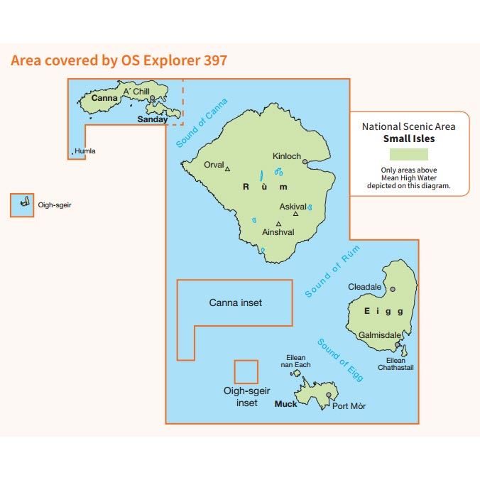 OS Explorer 397 Paper - Rùm, Eigg, Muck, Canna & Sanday coverage