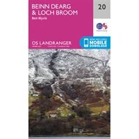 OS Landranger 20 Paper - Beinn Dearg & Loch Broom 1:50,000