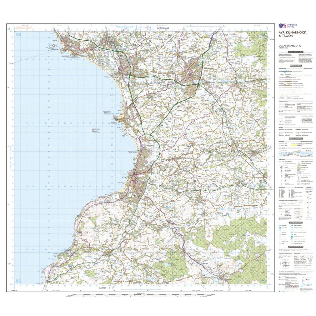 OS Landranger Map Landranger Ayr Kilmarnock & Troon 70 