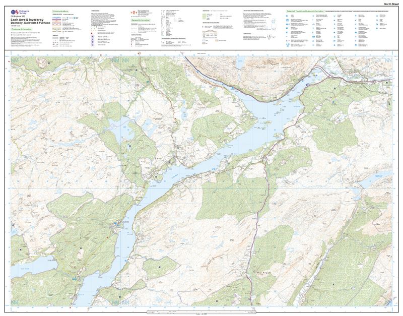 OS Explorer 360 Paper - Loch Awe & Inveraray north sheet