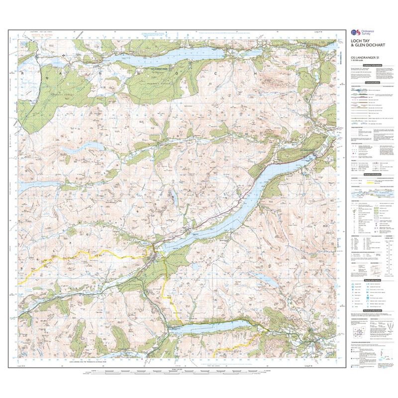 OS Landranger 51 Paper - Loch Tay & Glen Dochart sheet