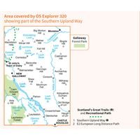 OS Explorer 320 Paper - Castle Douglas, Loch Ken & New Galloway coverage