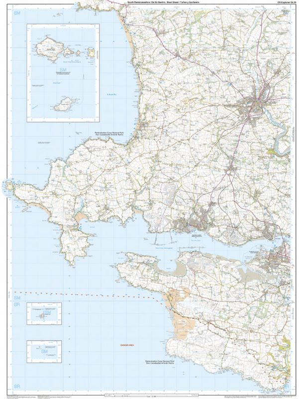 OS OL/Explorer 36 Paper - South Pembrokeshire west sheet