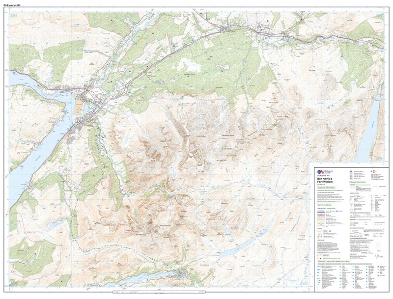 OS Explorer 392 Active Map Ben Nevis & Fort William 1:25,000 sheet