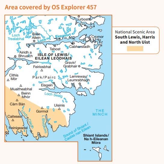 OS Explorer 457 Paper - South East Lewis coverage