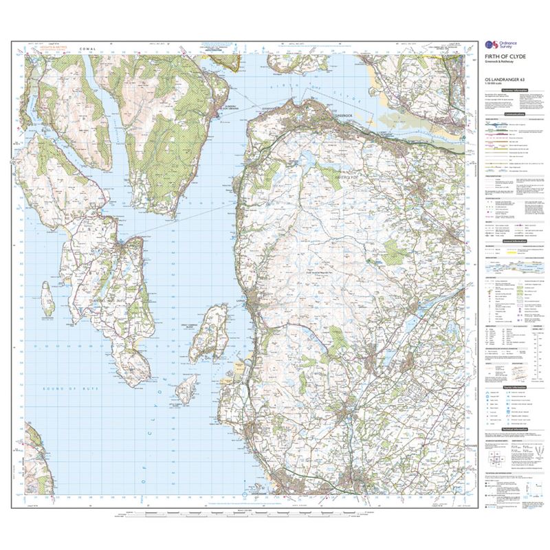 OS Landranger 63 Paper - Firth of Clyde sheet