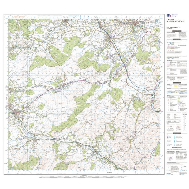 OS Landranger 71 Paper - Lanark & Upper Nithsdale sheet
